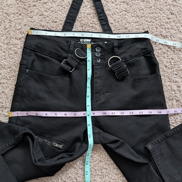 Hot Topic HT Denim Black Suspender Super Skinny Jeans Size 5 - Picture 10 of 12